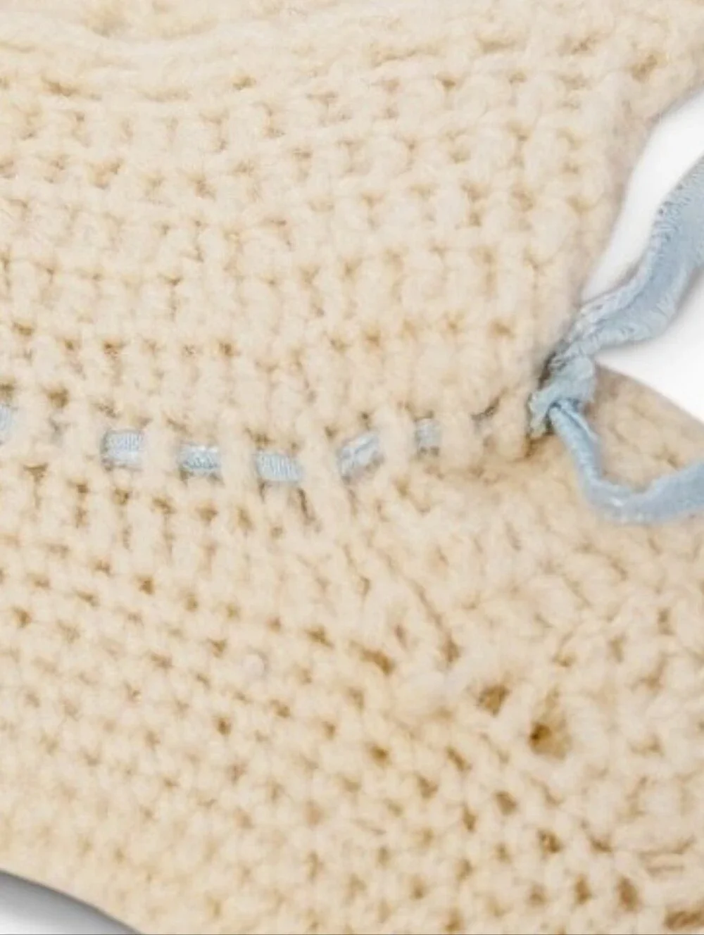 VINTAGE Baby Knit Booties Soft Wool Socks Crochet Cream 0
